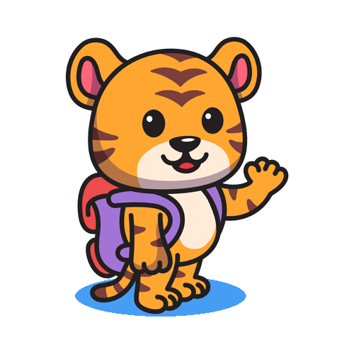 Cartoon tiger with a backpack, ready to go places
